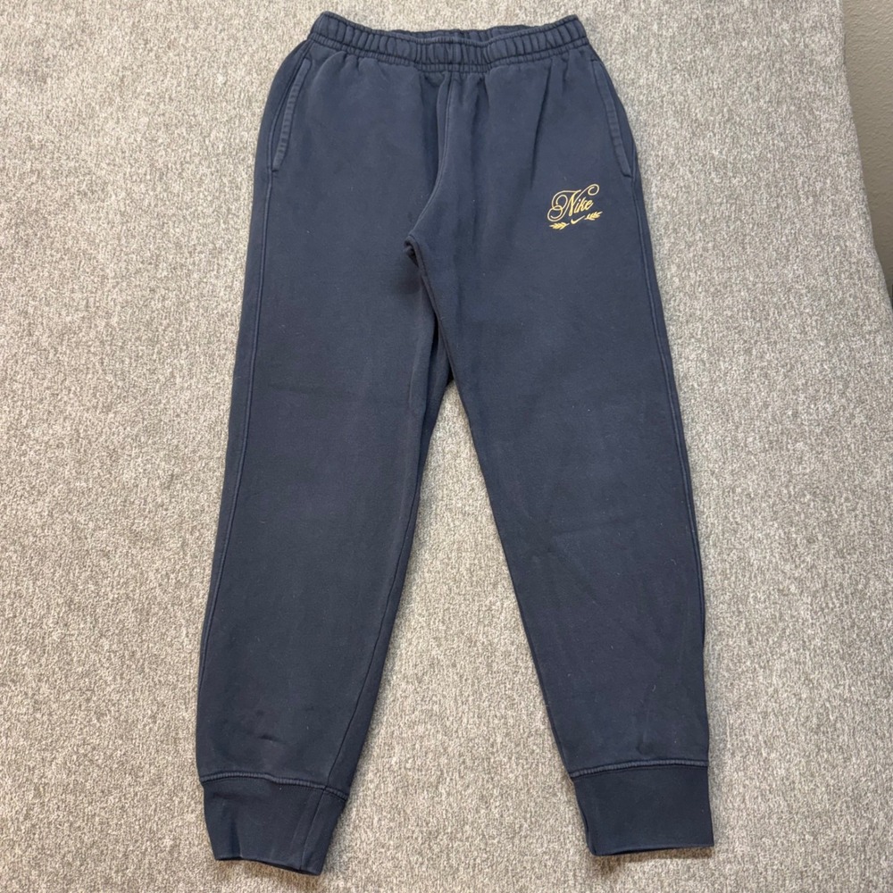Nike Mens Sportswear Club Fleece Joggers Black Gold Script HQ2470-010 Medium